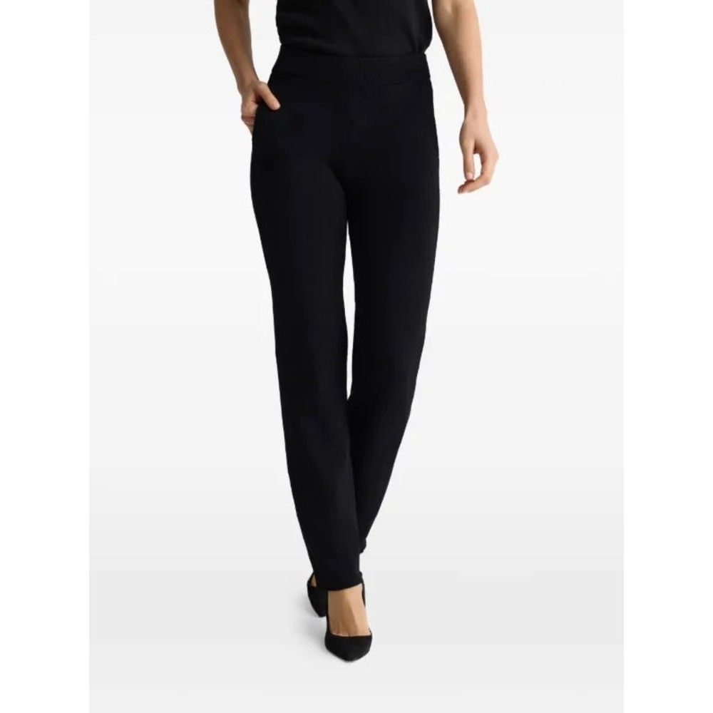 St. John Caviar Black Wool Stretch Straight Leg Dress Pants Size 14